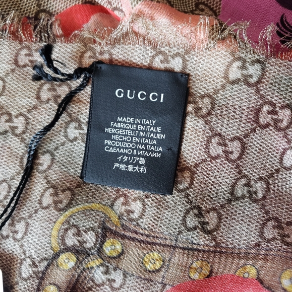 Gucci Panshie GG Monogram Pink Flower Shawl/Scarf - Picture 4 of 8